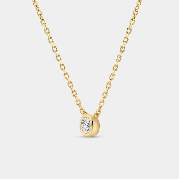 1/4 Carat Lab-Grown Diamond Round-Shaped, Bezel-Set Station Solitaire Pendant — GILDED New York