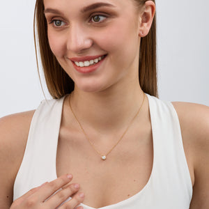 Gilded 1/2 Carat Lab-Grown Diamond Round-Shaped, Bezel-Set Station Solitaire Pendant