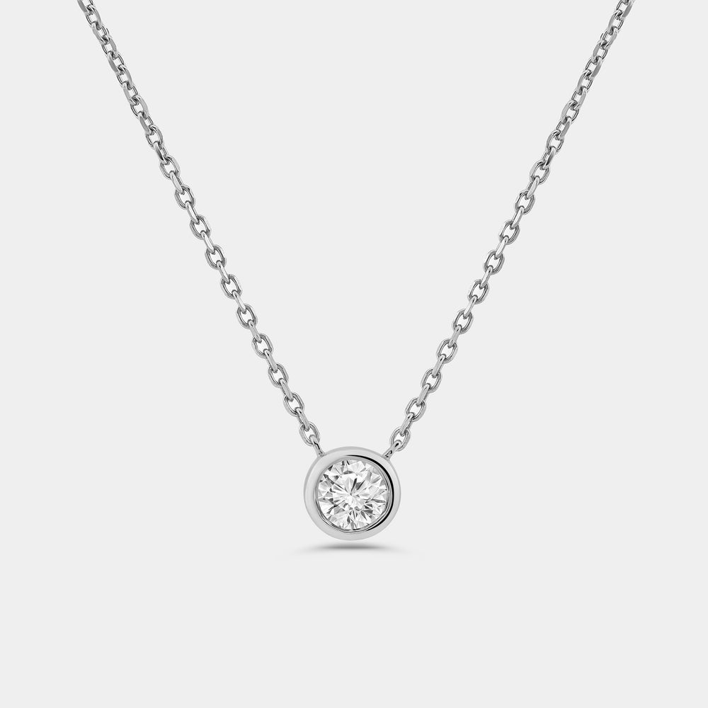 1/2 Carat Lab-Grown Diamond Round-Shaped, Bezel-Set Station Solitaire Pendant — GILDED New York