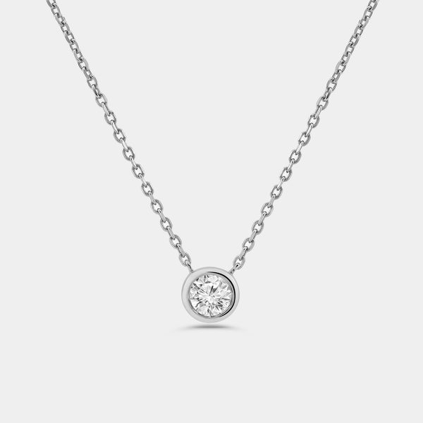 1/2 Carat Lab-Grown Diamond Round-Shaped, Bezel-Set Station Solitaire Pendant — GILDED New York
