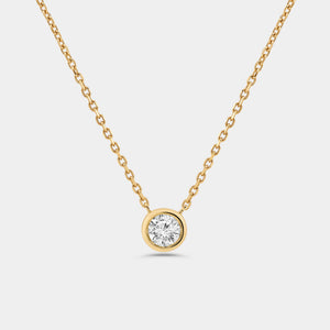 Gilded 1/2 Carat Lab-Grown Diamond Round-Shaped, Bezel-Set Station Solitaire Pendant