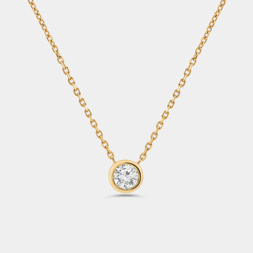 Gilded 1/2 Carat Lab-Grown Diamond Round-Shaped, Bezel-Set Station Solitaire Pendant