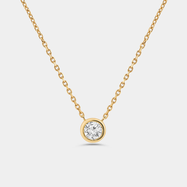 1/2 Carat Lab-Grown Diamond Round-Shaped, Bezel-Set Station Solitaire Pendant — GILDED New York