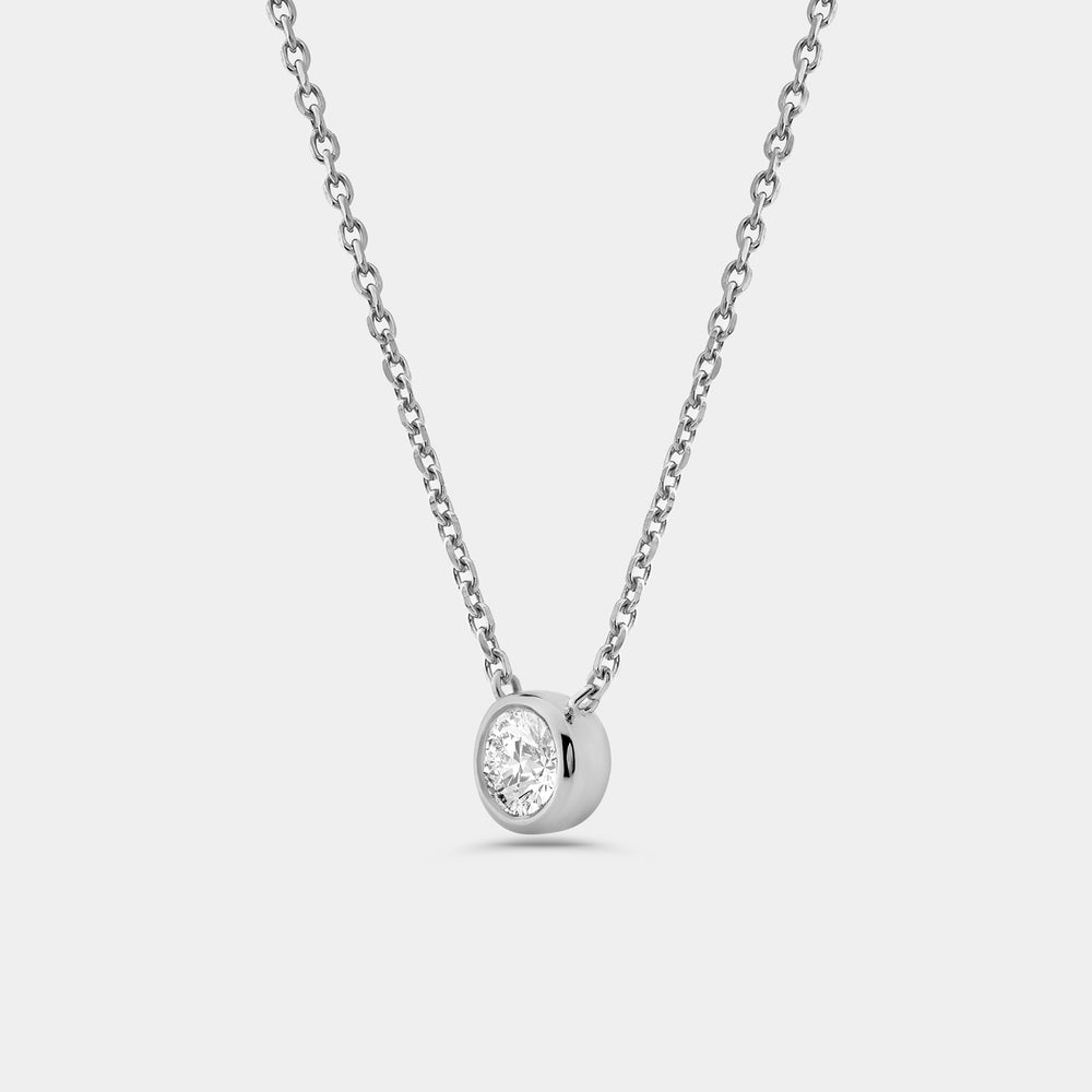 1/2 Carat Lab-Grown Diamond Round-Shaped, Bezel-Set Station Solitaire Pendant — GILDED New York