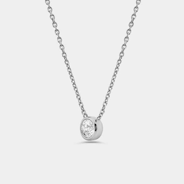 1/2 Carat Lab-Grown Diamond Round-Shaped, Bezel-Set Station Solitaire Pendant — GILDED New York