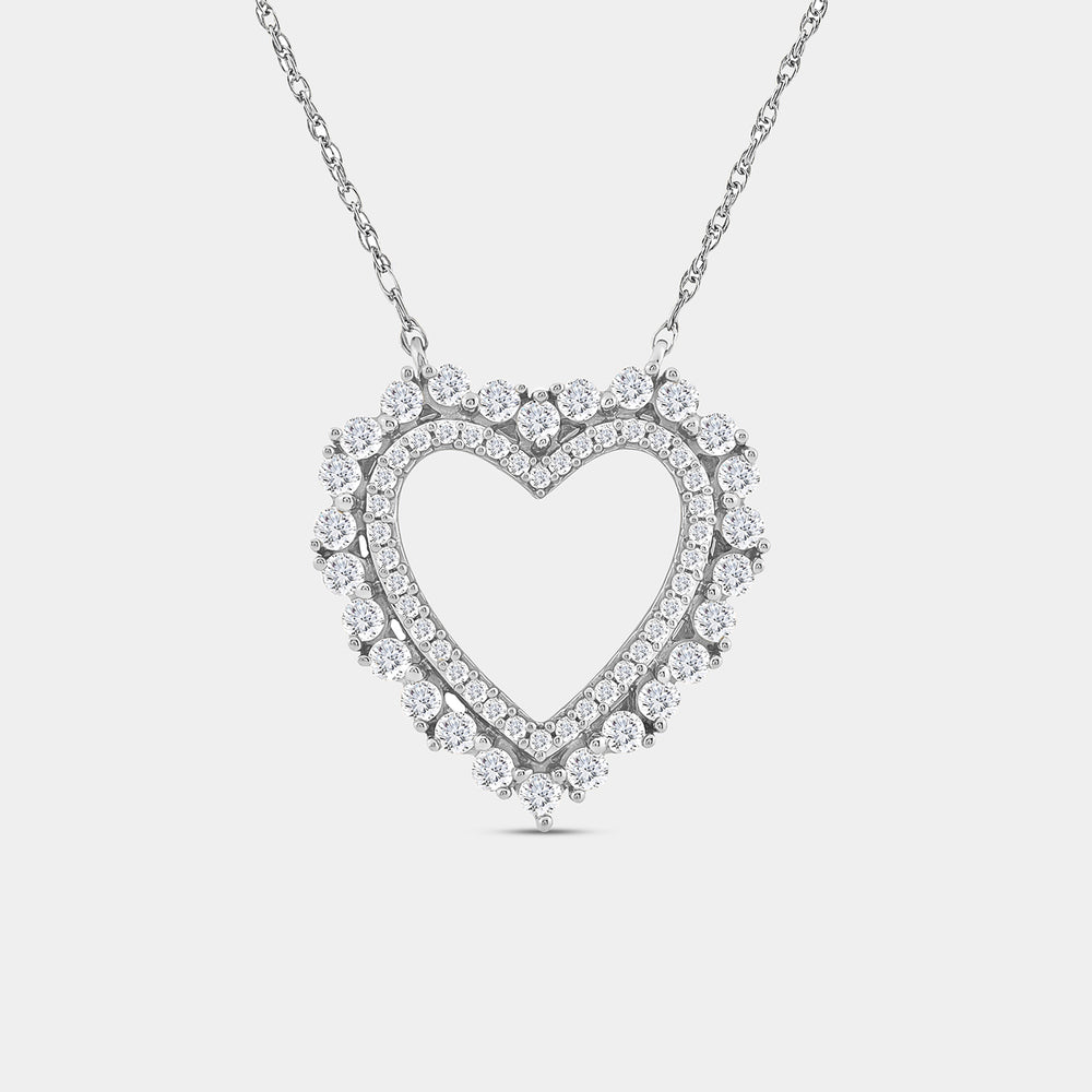 Gilded 1/2 Carat Lab-Grown Diamond Heart-Shaped Pendant with a Halo