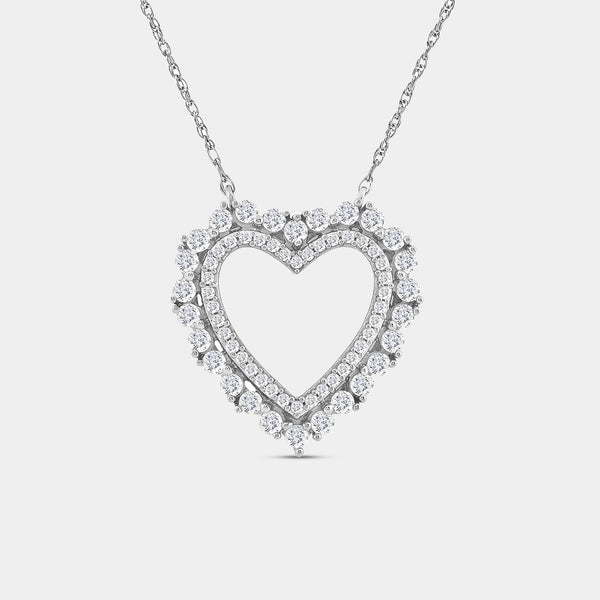 Gilded 1/2 Carat Lab-Grown Diamond Heart-Shaped Pendant with a Halo