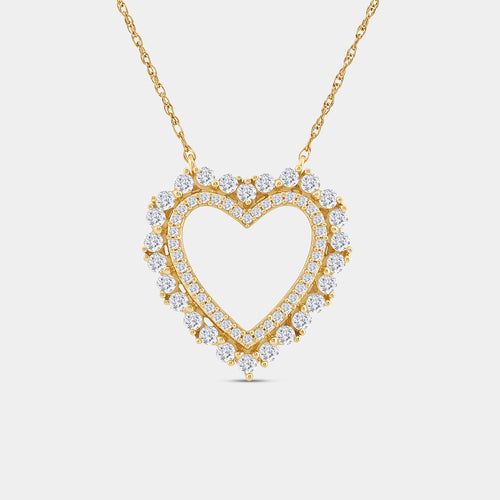 Gilded 1/2 Carat Lab-Grown Diamond Heart-Shaped Pendant with a Halo