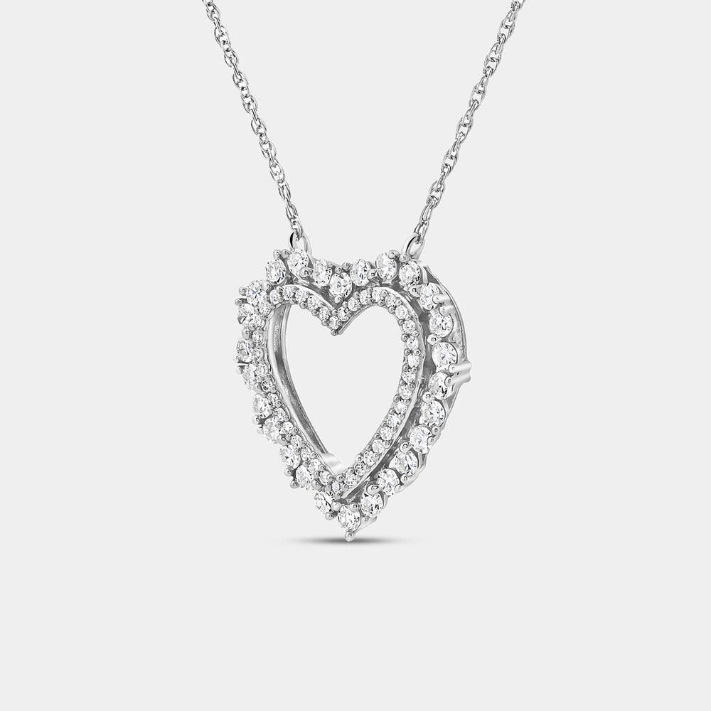 Gilded 1/2 Carat Lab-Grown Diamond Heart-Shaped Pendant with a Halo