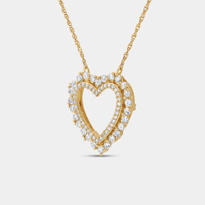 Gilded 1/2 Carat Lab-Grown Diamond Heart-Shaped Pendant with a Halo