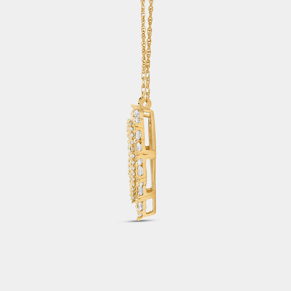 Gilded 1/2 Carat Lab-Grown Diamond Heart-Shaped Pendant with a Halo