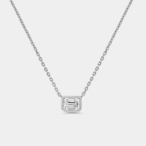 Gilded 1/2 Carat Lab-Grown Diamond Emerald-Cut, Bezel-Set Station Solitaire Pendant