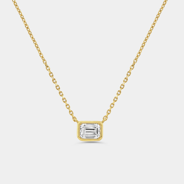 1/2 Carat Lab-Grown Diamond Emerald-Cut, Bezel-Set Station Solitaire Pendant — GILDED New York