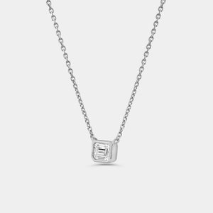 Gilded 1/2 Carat Lab-Grown Diamond Emerald-Cut, Bezel-Set Station Solitaire Pendant