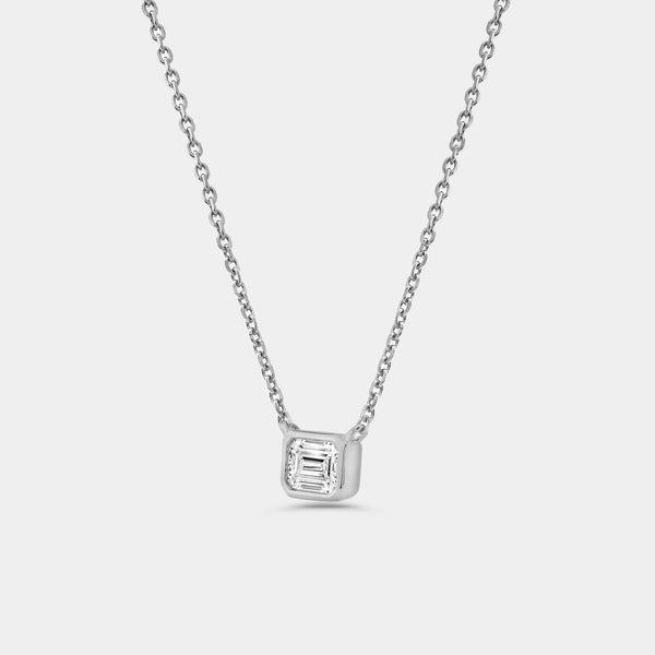 1/2 Carat Lab-Grown Diamond Emerald-Cut, Bezel-Set Station Solitaire Pendant — GILDED New York