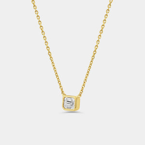 Gilded 1/2 Carat Lab-Grown Diamond Emerald-Cut, Bezel-Set Station Solitaire Pendant