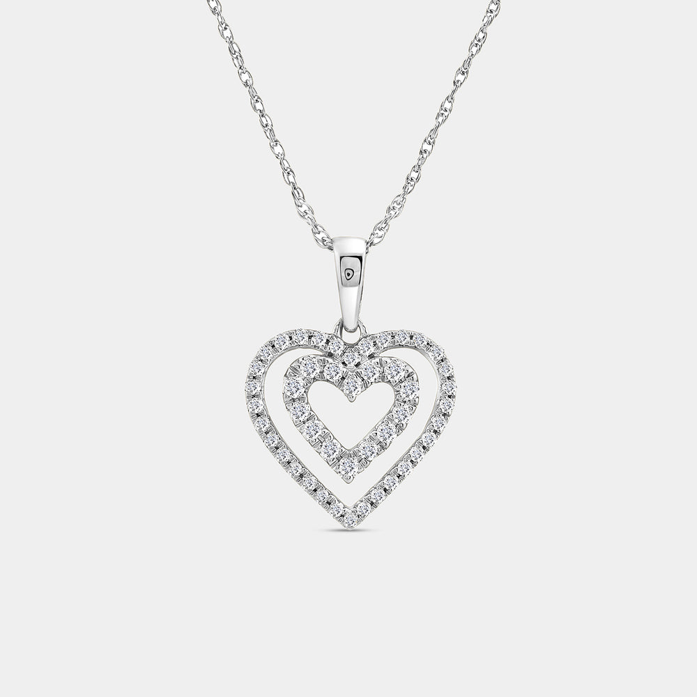 Gilded 1/4 Carat Lab-Grown Diamond Double-Frame Petite Heart-Shaped Pendant