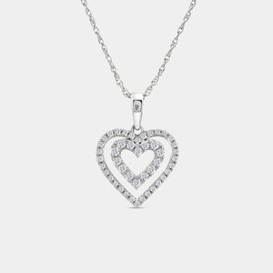 Gilded 1/4 Carat Lab-Grown Diamond Double-Frame Petite Heart-Shaped Pendant