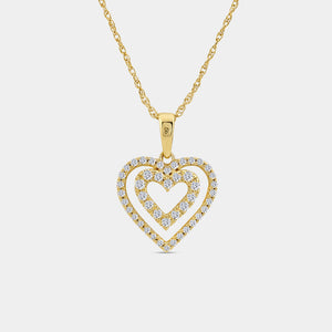Gilded 1/4 Carat Lab-Grown Diamond Double-Frame Petite Heart-Shaped Pendant