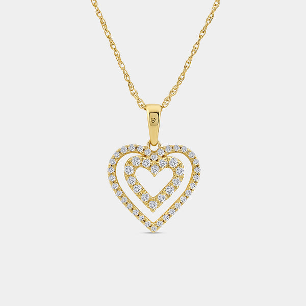 Gilded 1/4 Carat Lab-Grown Diamond Double-Frame Petite Heart-Shaped Pendant