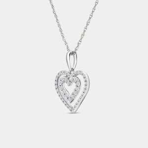 Gilded 1/4 Carat Lab-Grown Diamond Double-Frame Petite Heart-Shaped Pendant