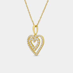 Gilded 1/4 Carat Lab-Grown Diamond Double-Frame Petite Heart-Shaped Pendant