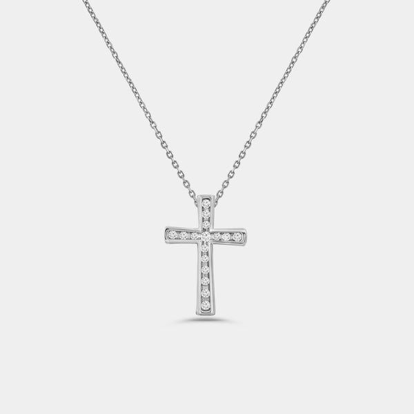 Gilded 1/4 Carat Lab-Grown Diamond Channel-Set Cross Pendant