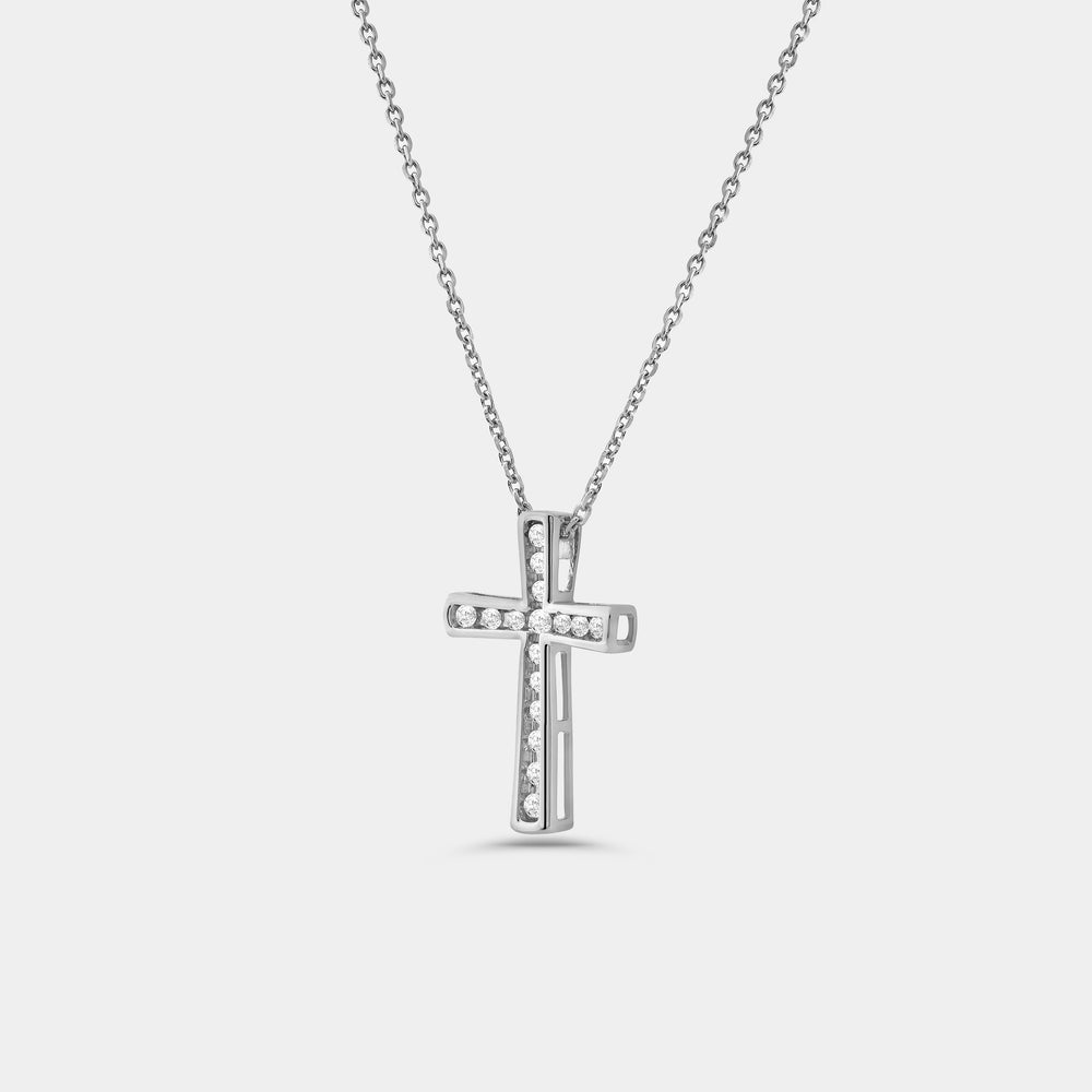 Gilded 1/4 Carat Lab-Grown Diamond Channel-Set Cross Pendant