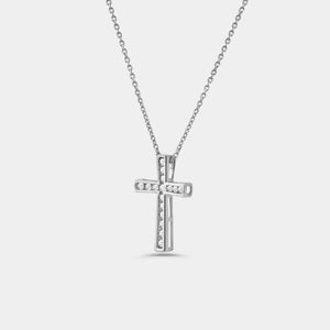 Gilded 1/4 Carat Lab-Grown Diamond Channel-Set Cross Pendant