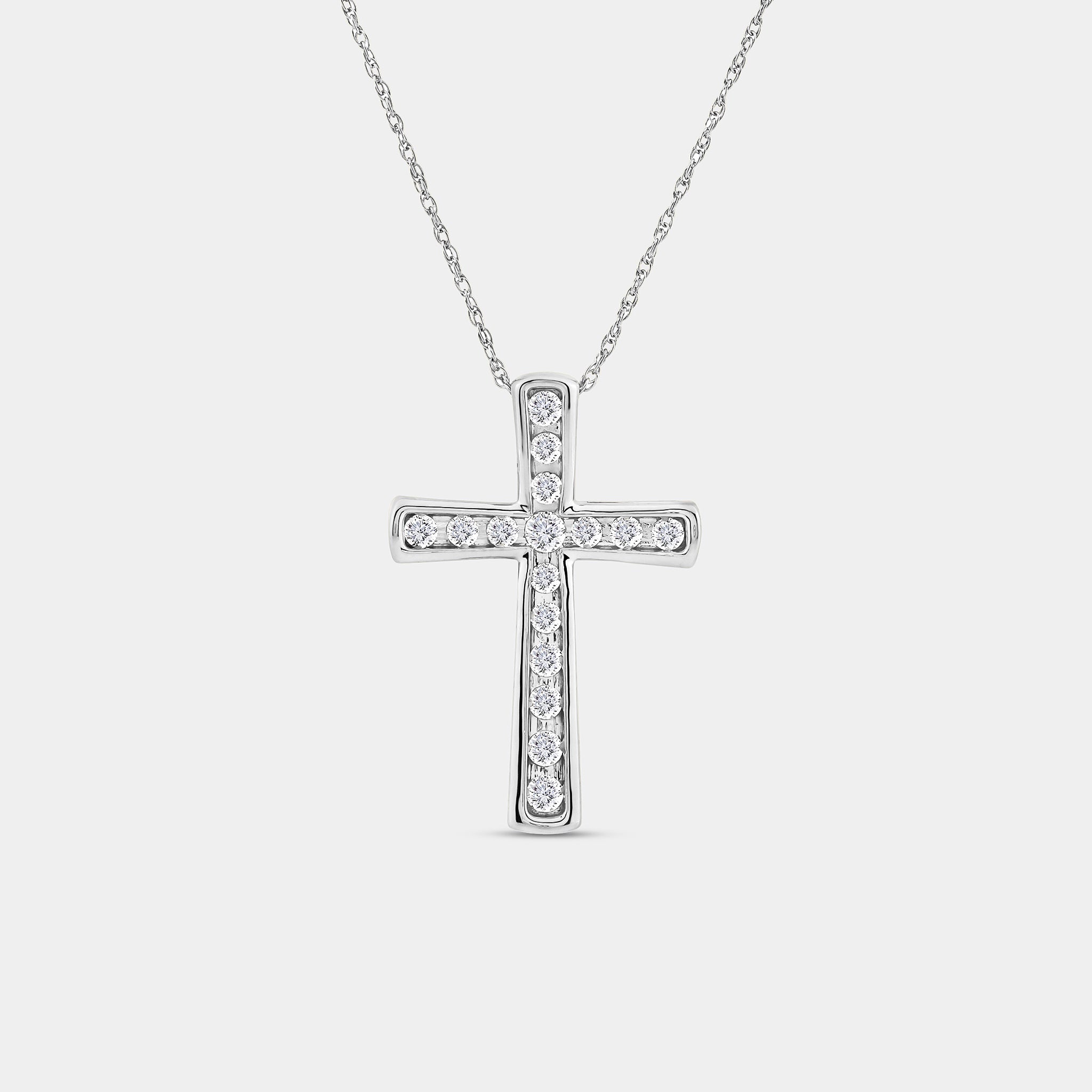 Gilded 1/2 Carat Lab-Grown Diamond Channel-Set Cross Pendant