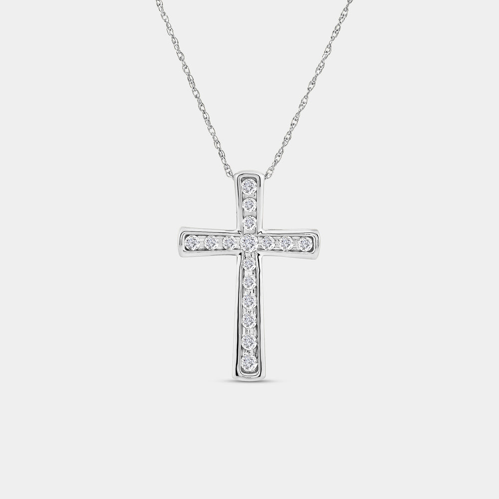 Gilded 1/2 Carat Lab-Grown Diamond Channel-Set Cross Pendant