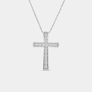 Gilded 1/2 Carat Lab-Grown Diamond Channel-Set Cross Pendant