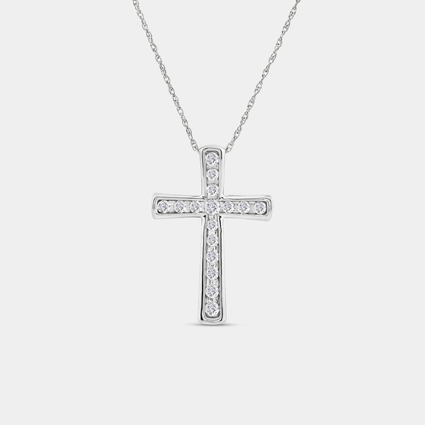 Gilded 1/2 Carat Lab-Grown Diamond Channel-Set Cross Pendant