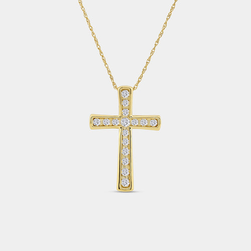 Gilded 1/2 Carat Lab-Grown Diamond Channel-Set Cross Pendant