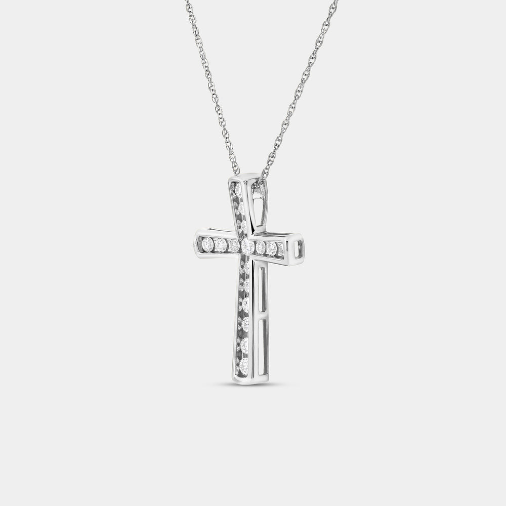 Gilded 1/2 Carat Lab-Grown Diamond Channel-Set Cross Pendant