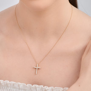 Gilded 1/2 Carat Lab-Grown Diamond Classic Cross Pendant With Rounded Edges