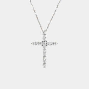 Gilded 1/2 Carat Lab-Grown Diamond Classic Cross Pendant With Rounded Edges