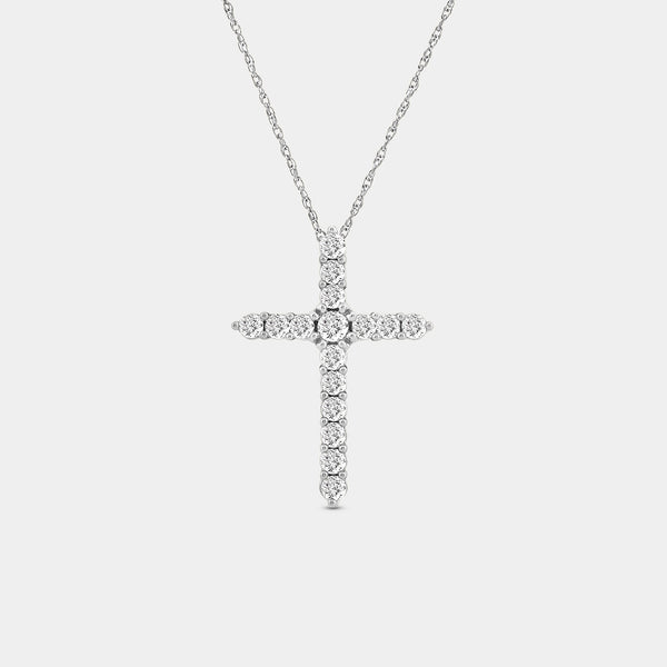 1/2 Carat Lab-Grown Diamond Classic Cross Pendant With Rounded Edges — GILDED New York
