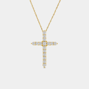 Gilded 1/2 Carat Lab-Grown Diamond Classic Cross Pendant With Rounded Edges