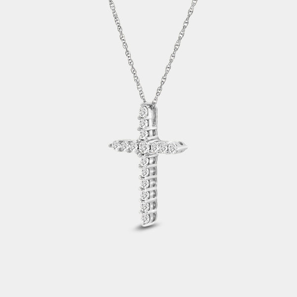 1/2 Carat Lab-Grown Diamond Classic Cross Pendant With Rounded Edges — GILDED New York