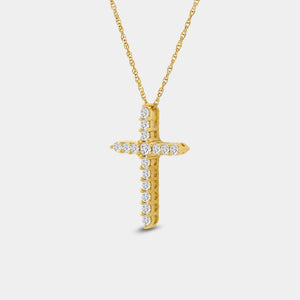 Gilded 1/2 Carat Lab-Grown Diamond Classic Cross Pendant With Rounded Edges