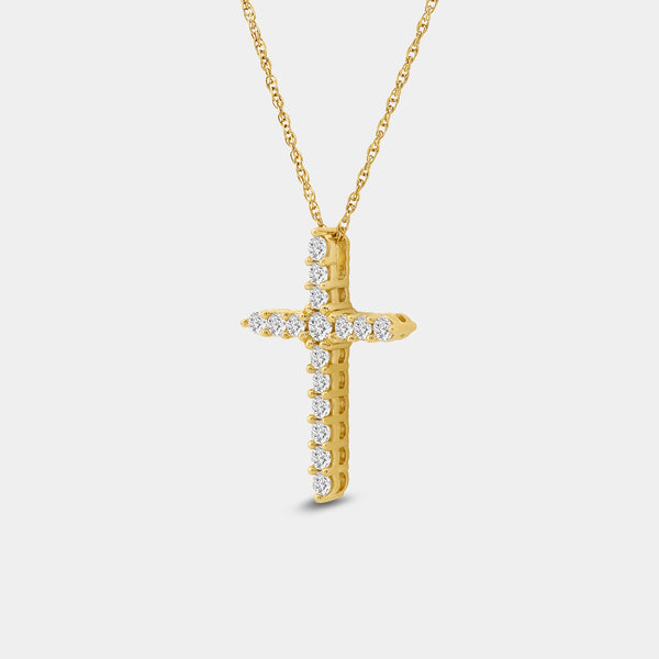 1/2 Carat Lab-Grown Diamond Classic Cross Pendant With Rounded Edges — GILDED New York