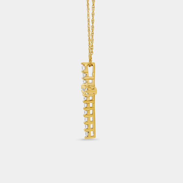 1/2 Carat Lab-Grown Diamond Classic Cross Pendant With Rounded Edges — GILDED New York