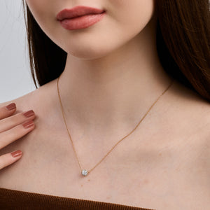Gilded 1/2 Carat Lab-Grown Diamond Round-Shaped Solitaire Plus Pendant with a Petite Halo