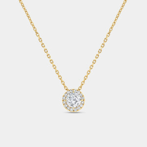 Gilded 1/2 Carat Lab-Grown Diamond Round-Shaped Solitaire Plus Pendant with a Petite Halo