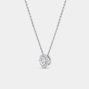 Gilded 1/2 Carat Lab-Grown Diamond Round-Shaped Solitaire Plus Pendant with a Petite Halo
