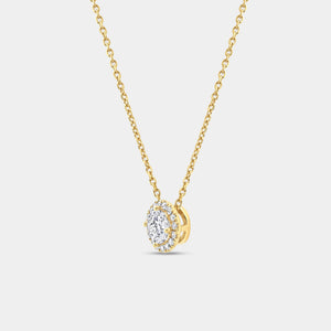 Gilded 1/2 Carat Lab-Grown Diamond Round-Shaped Solitaire Plus Pendant with a Petite Halo