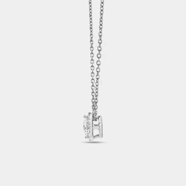 Gilded 1/2 Carat Lab-Grown Diamond Round-Shaped Solitaire Plus Pendant with a Petite Halo