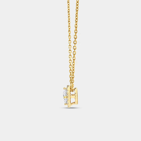 Gilded 1/2 Carat Lab-Grown Diamond Round-Shaped Solitaire Plus Pendant with a Petite Halo