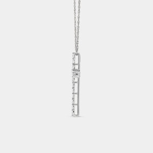 Gilded 1 Carat Lab-Grown Diamond Elongated Cross Pendant With Round-Shaped Diamonds